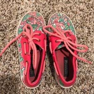 Girls floral sperry’s, size 11.